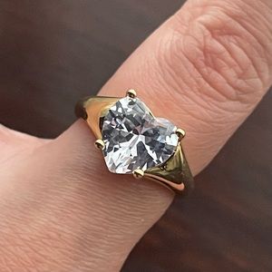 Gold Crystal Heart Ring